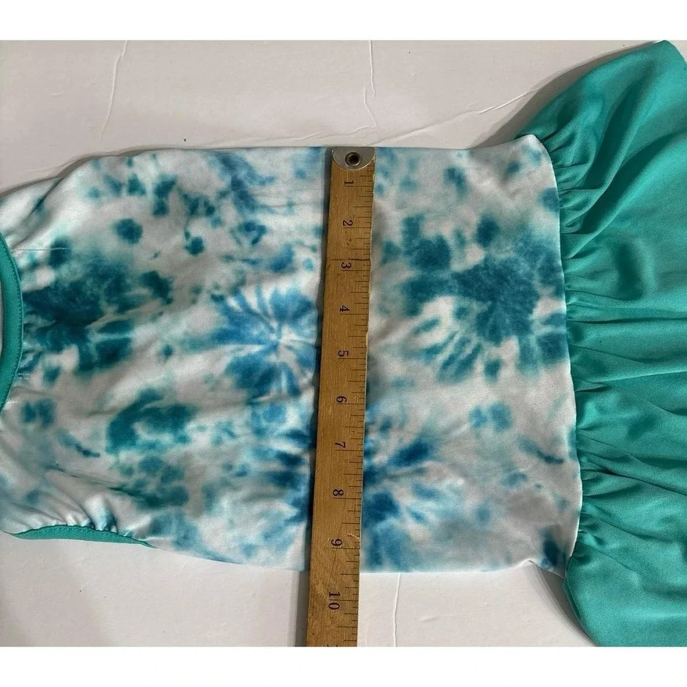 Dog Tie Dye Blue & Mint Swim Suit Shirt (Small/Medium)